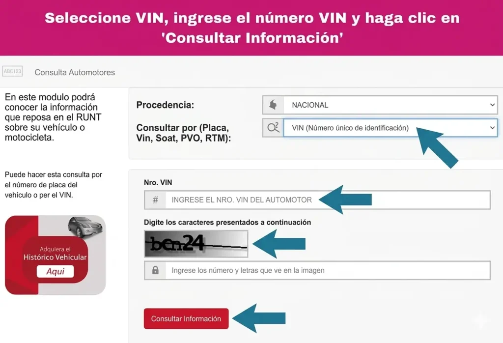 Cómo verificar el VIN en el RUNT
