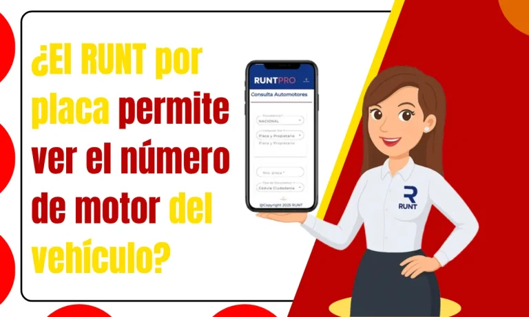 ¿El RUNT por placa permite ver el número de motor del vehículo?